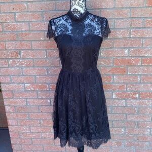Gray High Neck Lace Dress